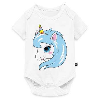 Portrait of a cute smiling unicorn - Baby Premium short-sleeve bodysuit - white - Front