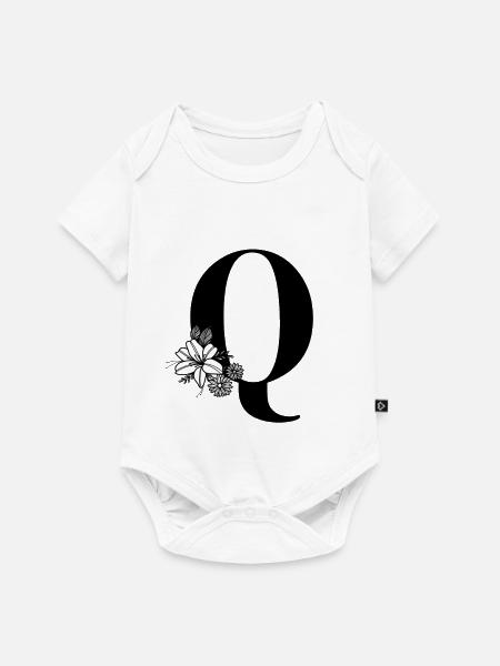 Buchstabe Q - Baby Premium Kurzarmbody - Weiß
