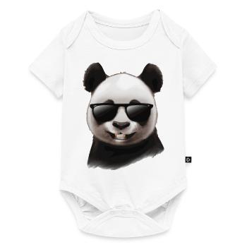 Panda avec lunettes de soleil Cadeau cool et drôle - Body à manches courtes Premium Bébé - blanc - Devant