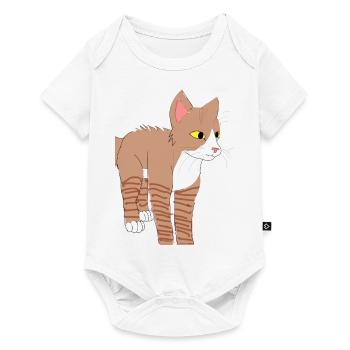 Braune Katze - Baby Premium Kurzarmbody - Weiß - Vorne