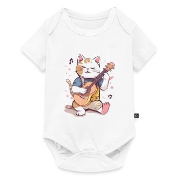 Süße Katze mit Gitarre - Baby Premium Kurzarmbody - Weiß - Vorne