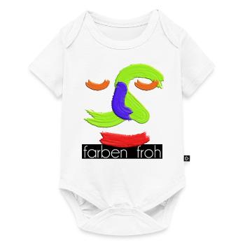 farbenfroh 5 weiss mit balken schw groß - Baby Premium Kurzarmbody - Weiß - Vorne