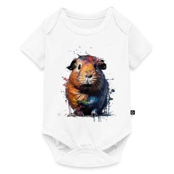 Cochon d’Inde à l’aquarelle avec une peinture colorée - Body à manches courtes Premium Bébé - blanc - Devant