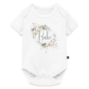 Babe mit Blumenkranz aus Rosen - Baby Premium Kurzarmbody - Weiß - Vorne