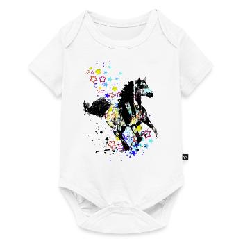 Cheval,Peinture,Coloré,Chevaux,Graffiti,Étoiles - Body à manches courtes Premium Bébé - blanc - Devant