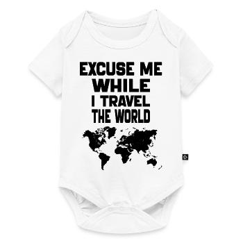 Excuse Me While I Travel The World-World Map gift - Body à manches courtes Premium Bébé - blanc - Devant