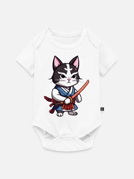 Samurai-Katze #42 - Baby Premium Kurzarmbody - Weiß