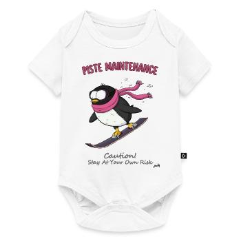 Piste Penguin : le compagnon de dévaleçage des pistes - Body à manches courtes Premium Bébé - blanc - Devant