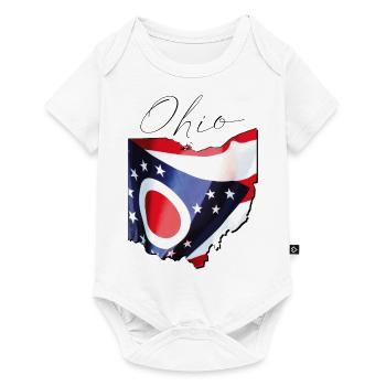 Ohio (États-Unis) | Drapeau réel | Flag Map Script - Body à manches courtes Premium Bébé - blanc - Devant