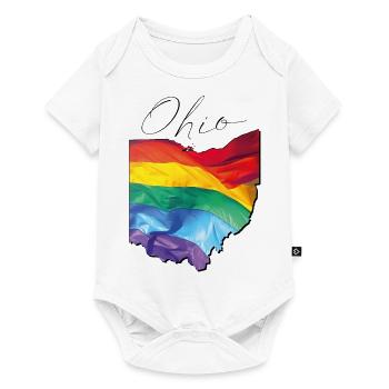 Ohio (États-Unis) | Drapeau réel | Texte LGBTQIA+ - Body à manches courtes Premium Bébé - blanc - Devant