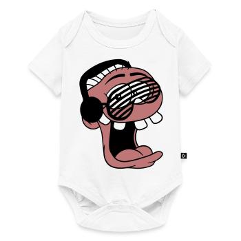 DJ Gesicht Lustig Lachen Sonnenbrille Party Musik - Baby Premium Kurzarmbody - Weiß - Vorne