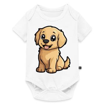 Golden Retriever Hund Comic Niedlich - Baby Premium Kurzarmbody - Weiß - Vorne