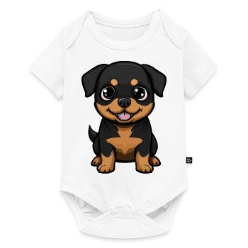 Rottweiler chien bande dessinée mignon - Body à manches courtes Premium Bébé - blanc - Devant