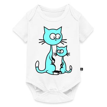 2 Curious Cats Looking Funny Mom Dad Child - Baby Premium short-sleeve bodysuit - white - Front