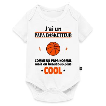 J'ai un papa basketteur, basket, basketball - Body à manches courtes Premium Bébé - blanc - Devant