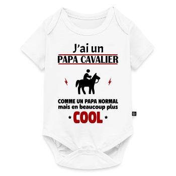 J'ai un papa cavalier, cheval, équitation - Body à manches courtes Premium Bébé - blanc - Devant