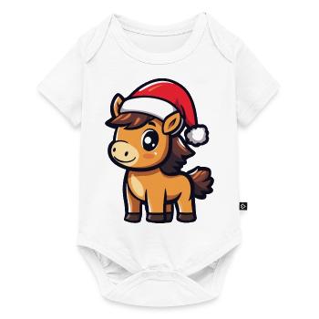 Cheval Noël - Body à manches courtes Premium Bébé - blanc - Devant