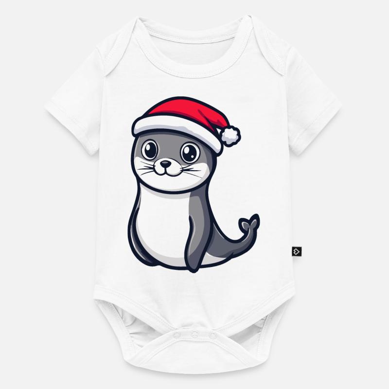 Noël de l’animal du phoque - Body à manches courtes Premium Bébé - blanc
