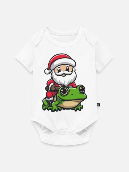 Frosch Weihnachtsmann Cartoon - Baby Premium Kurzarmbody - Weiß