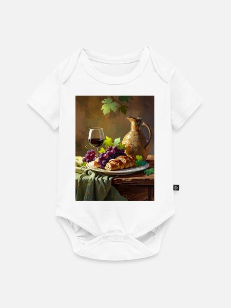 Rustikale Eleganz - Baby Premium Kurzarmbody - Weiß
