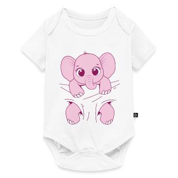 Bébé Éléphant Porter Drôle Rose Bébé Éléphant - Body à manches courtes Premium Bébé - blanc - Devant