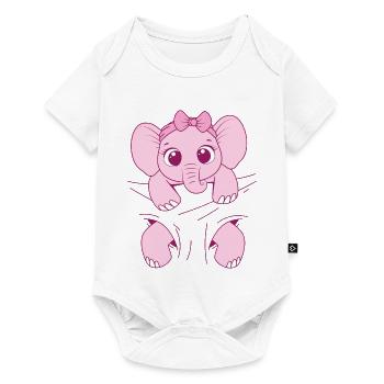 Bébé éléphant porter drôle rose bébé éléphant - Body à manches courtes Premium Bébé - blanc - Devant