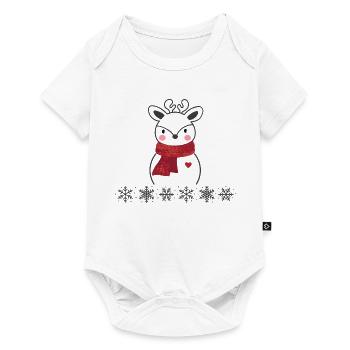 Bonhomme de neige renne de Noël dans la forêt avec beaucoup - Body à manches courtes Premium Bébé - blanc - Devant