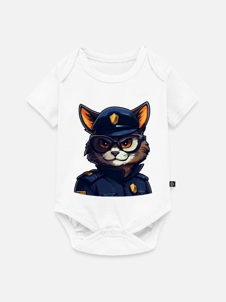 Katzen Polizei - Baby Premium Kurzarmbody - Weiß