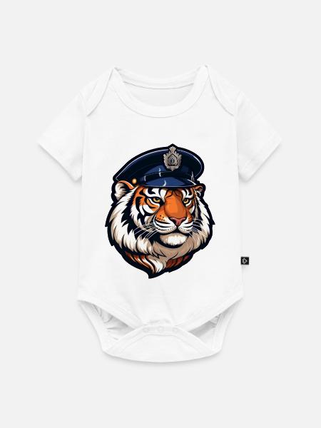 Tiger Polizist - Baby Premium Kurzarmbody - Weiß
