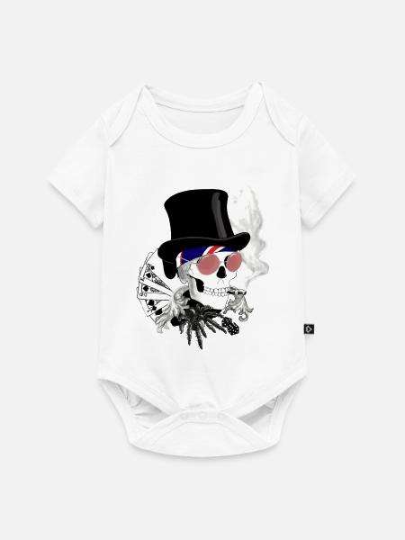 Skull mit rosa Sonnenbrille - Baby Premium Kurzarmbody - Weiß