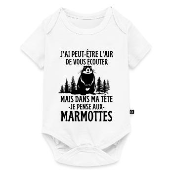 Mais dans ma tête je pense aux marmottes - Body à manches courtes Premium Bébé - blanc - Devant