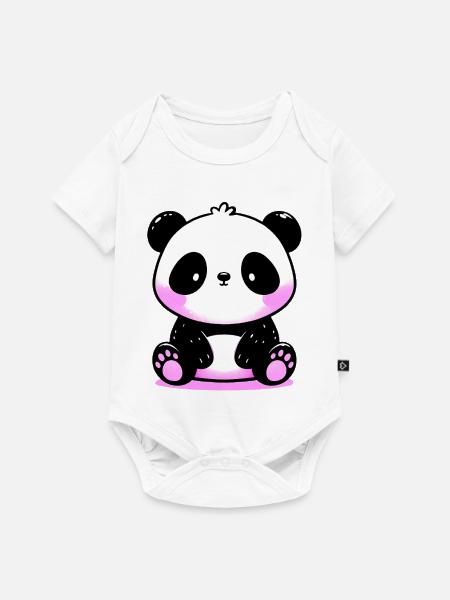 Panda - Baby Premium Kurzarmbody - Weiß