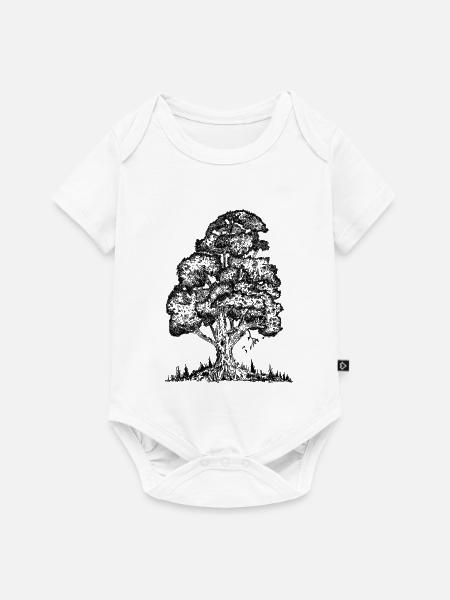 MJR - Schwarzer Baum - Baby Premium Kurzarmbody - Weiß