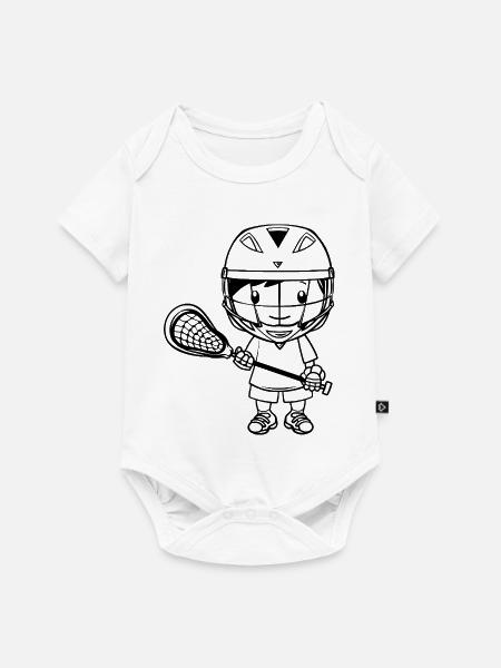 Lacrosse Junge Cartoon - Baby Premium Kurzarmbody - Weiß