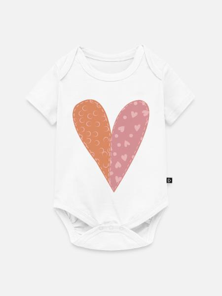 Patchwork Herz Nr. 7 - Baby Premium Kurzarmbody - Weiß