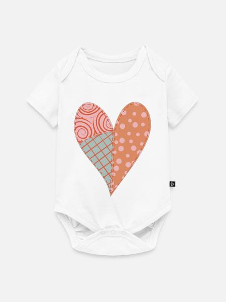 Patchwork Herz Nr. 4 - Baby Premium Kurzarmbody - Weiß