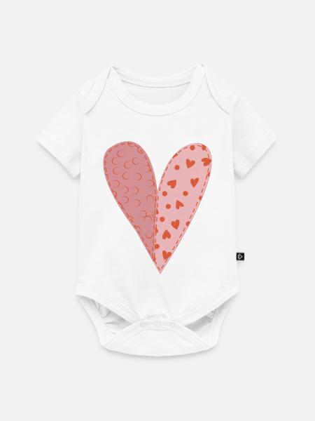 Patchwork Herz Nr. 9 - Baby Premium Kurzarmbody - Weiß