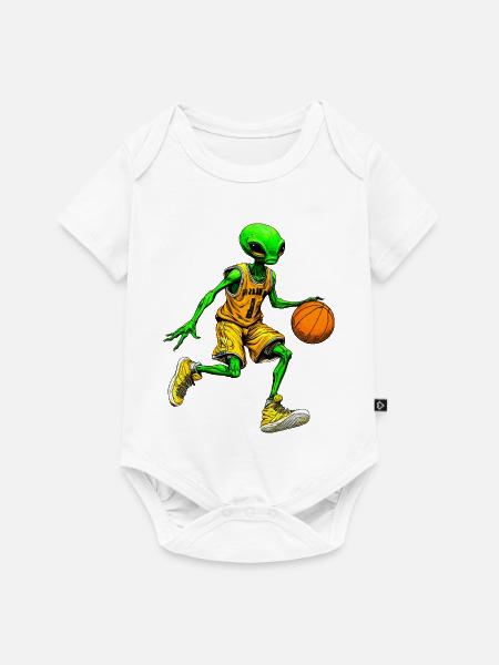 Basketballer Alien - Baby Premium Kurzarmbody - Weiß
