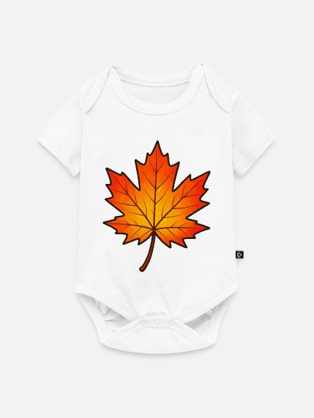 Herbstlicher Ahornblatt-Print - Baby Premium Kurzarmbody - Weiß