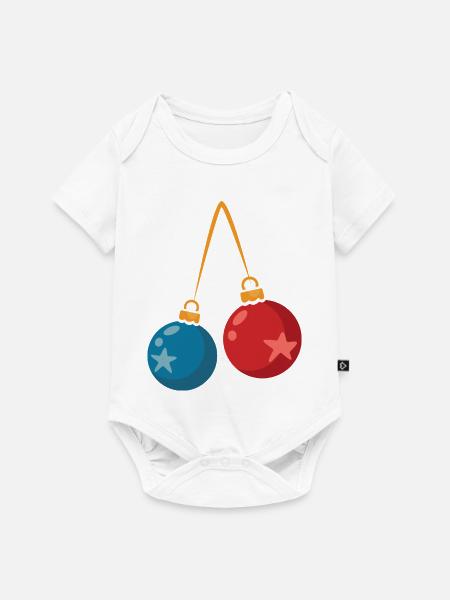 Bunte Weihnachtskugeln Deko Design - Baby Premium Kurzarmbody - Weiß