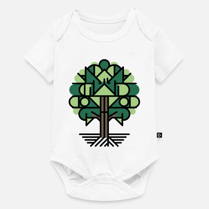 Geometric Tree Pattern Green - Baby Premium short-sleeve bodysuit - white