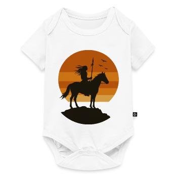 Sonnenuntergang Reiter Silhouette - Baby Premium Kurzarmbody - Weiß - Vorne