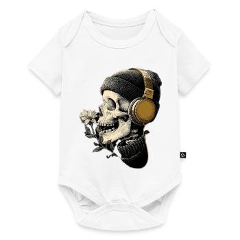 Headphone Skull with Flower - Baby Premium short-sleeve bodysuit - white - Front