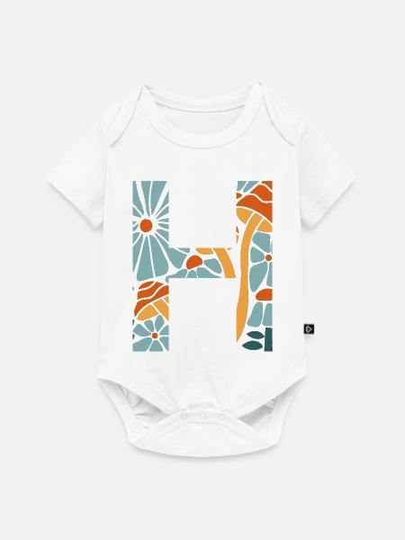 Buchstabe h groovige Blumen Geschenkidee - Baby Premium Kurzarmbody - Weiß