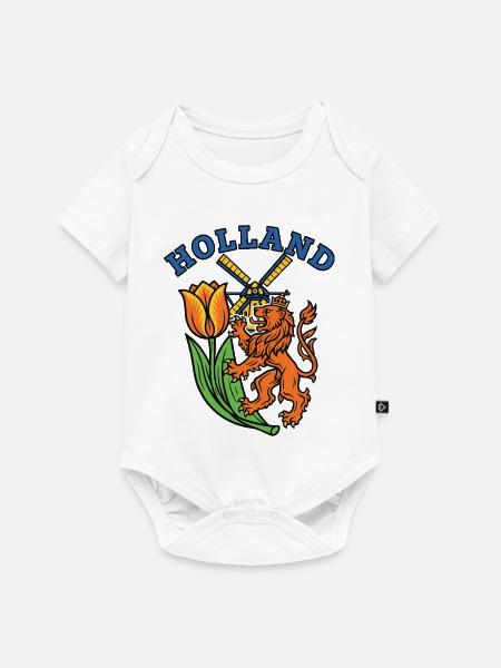 Holland Tulpenwindmühle Emblem - Baby Premium Kurzarmbody - Weiß