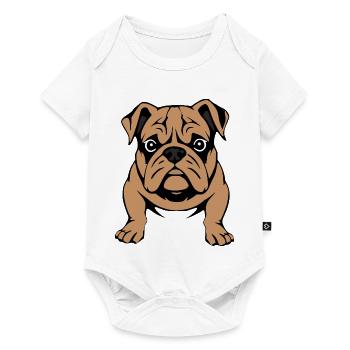 Bulldogge Hunde T-shirt Hundeshirt Geschenk  - Baby Premium Kurzarmbody - Weiß - Vorne