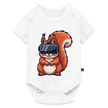 Süßes Eichhörnchen Gamer Cartoon Zocker - Baby Premium Kurzarmbody - Weiß - Vorne