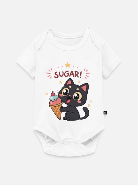 Gourmet-Katze und ZUCKER-Eiscreme - Baby Premium Kurzarmbody - Weiß