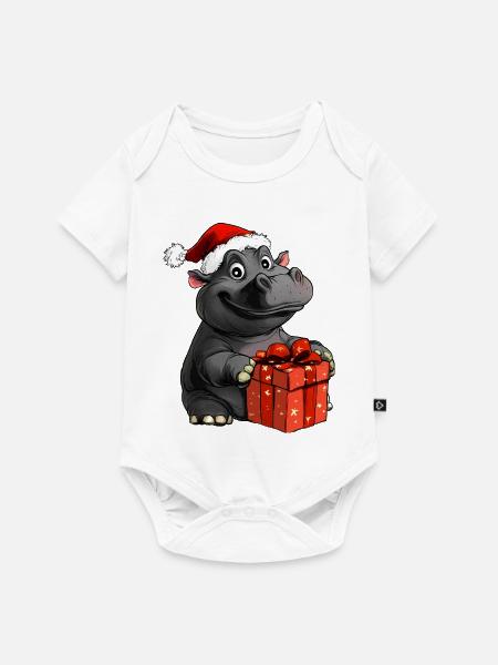 Nilpferde Weihnachten - Baby Premium Kurzarmbody - Weiß