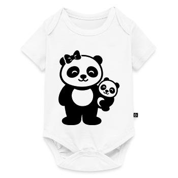 Maman Panda avec cadeau familial bébé - Body à manches courtes Premium Bébé - blanc - Devant